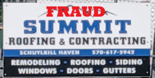 Summit Roofing signage cited in consumer fraud reports